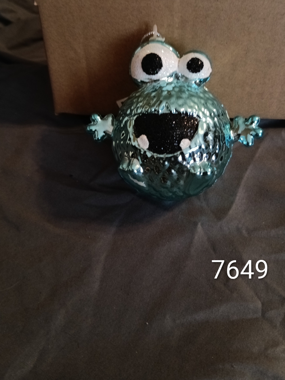 2 Whimsical Teal Monster Ornaments